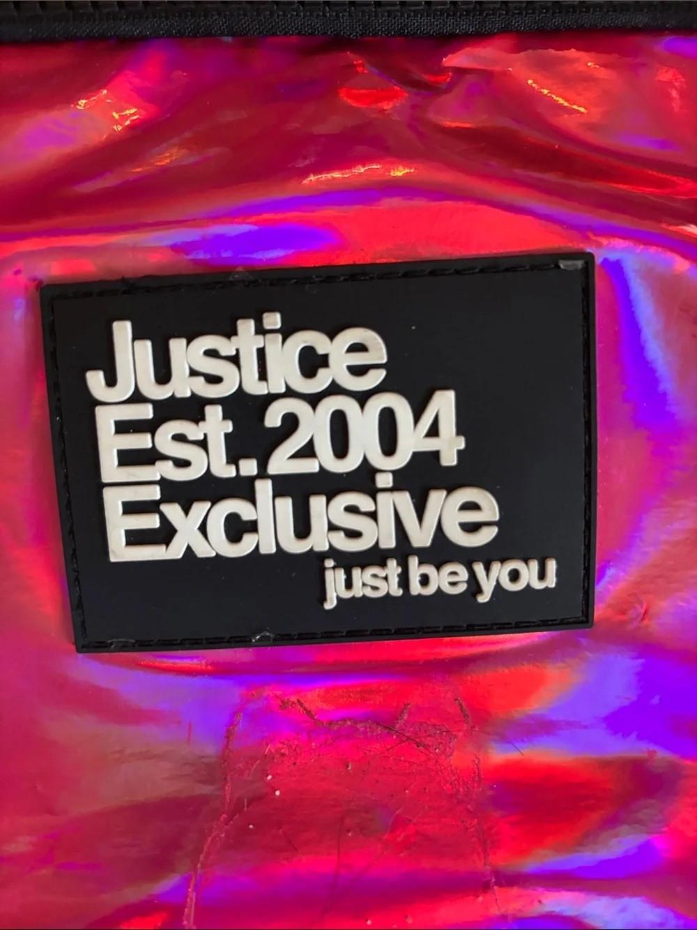 Justice Iridescent Pink Holographic Backpack